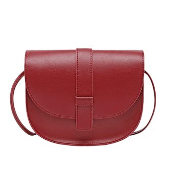 Generic Fashion Women Artificial Leather Solid Color Bag Phone Bag Shoulder Bag Messenger Bag Purses with inside (Red, One Size)