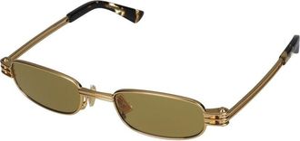 Bottega Veneta BV1381S Metal Rectangular Sunglasses - Gold