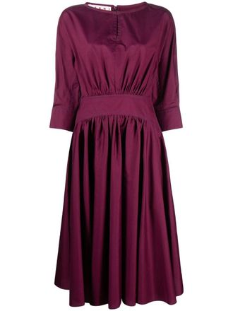Marni fitted-waistline midi dress - women - Cotton - 36 - Purple