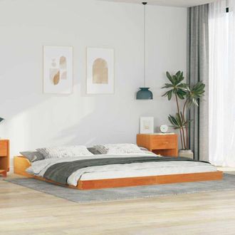 vidaXL Estructura De Cama Con Mesitas Marr&oacute;n Cera 180 X 220 Cm
