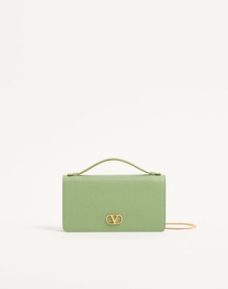 Valentino Garavani VLogo SIGNATURE GRAINY CALFSKIN WALLET WITH CHAIN Wo