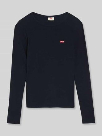 Levi's Slim Fit Langarmshirt aus Baumwoll-Mix mit Logo-Stitching in Black, Gr&ouml;&szlig;e XS