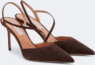 Aquazzura Dynasty suede slingback pumps