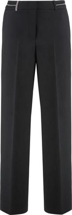 PESERICO Zwarte Virgin Wool Broek Stijlvol Comfort - Dames - Wijde Broeken - Zwart - XS - Wol - Broeken