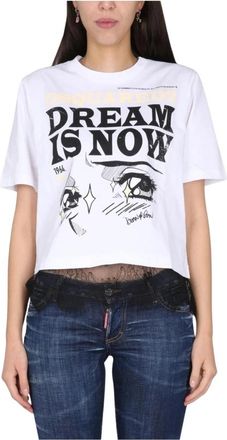 Dsquared2 Graphic Print T-Shirt - Dames - T-shirts - Wit - M - Katoen - Tops