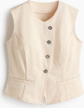 H&M Hammered-button Twill Waistcoat in Cream at Nordstrom, Size Xx-Large