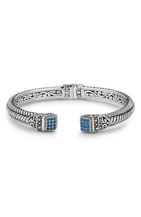 Samuel B. Woven Pav&eacute; Tipped Bangle in Blue Topaz at Nordstrom Rack