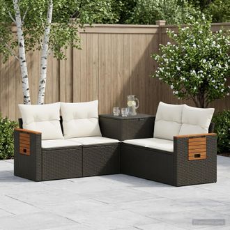 vidaXL Vidaxl Set Di Divani 5 Pz Nero E Bianco Crema