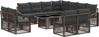 vidaXL Conjunto De Sof&aacute;s De Jard&iacute;n 12 Uds. Gris Y Gris Oscuro Vidaxl