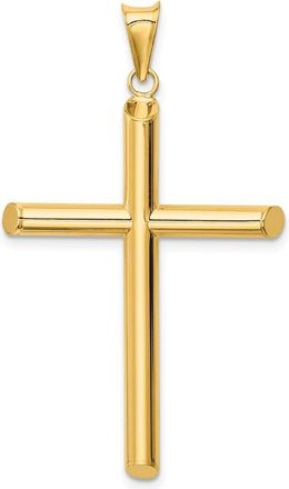 Diamond2Deal 14k Yellow Gold Polished Tube Cross Pendant