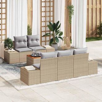 vidaXL Conjunto De Sof&aacute; De Jard&iacute;n 6 Pcs Beige, Gris Claro Vidaxl