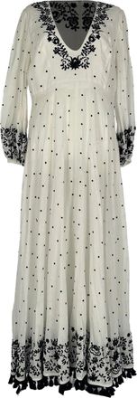 Zimmermann Polka Dot Embroidered Maxi Dress in White Linen