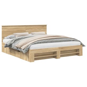 vidaXL Estructura De Cama Con Cabecera Roble Sonoma 180 X 200 Cm Vidaxl