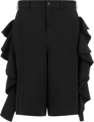 Comme Des Gar&ccedil;ons Korte Broeken, Heren, Zwart, XL, Polyester, Ruffle Shorts