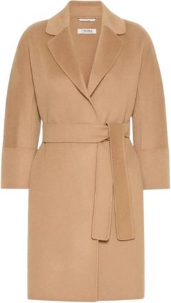Max Mara Geknoopte Jassen - Dames - Jas met riem - Bruin - M - Wol - Jassen