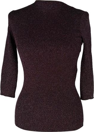 Maje Ribbed-Knit Top in Burgundy Viscose