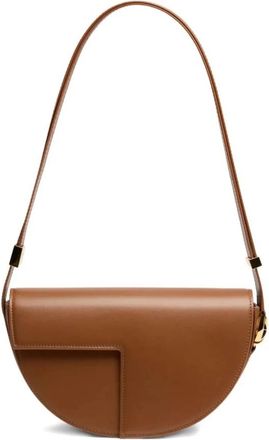 Patou Half-Moon leren schoudertas - Dames - Schoudertassen - Bruin - ONE Size - Leer - Tassen
