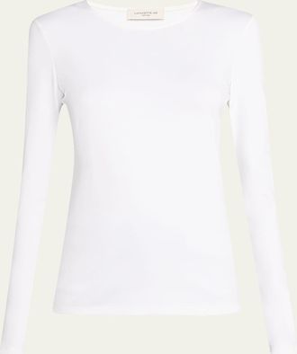 Lafayette 148 New York Scoop-Neck Stretch Cotton T-Shirt