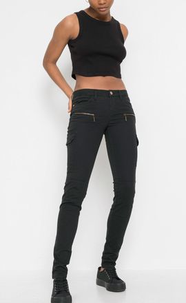 Bonprix Cargohose BONPRIX, Damen, Gr. 32, N-Gr, schwarz, Obermaterial: 97% Baumwolle, 3% Elasthan, slim fit, Hosen Cargohose, aus Baumwolle und Elasthan, aufg