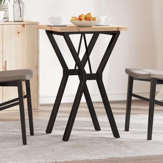 vidaXL Mesa De Comedor Marco Y Madera Maciza Pino Y Acero 50x50x75,5cm Vidaxl