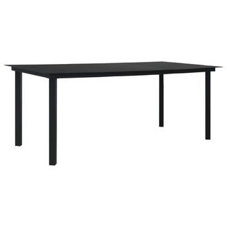 Berkfield Home Garden Dining Table Black 190x90x74 cm Steel & Glass | Size: 190 x 90 x 74 cm
