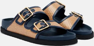 Birkenstock Arizona leather-trimmed woven sandals