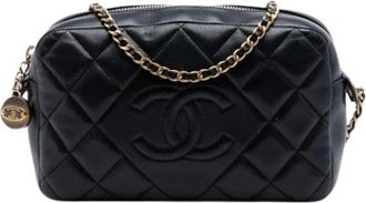 Chanel Pre-owned Quilted Lambskin Crossbody Bag - Dames - Pre-owned - Zwart - Maat: ONE Size Leer