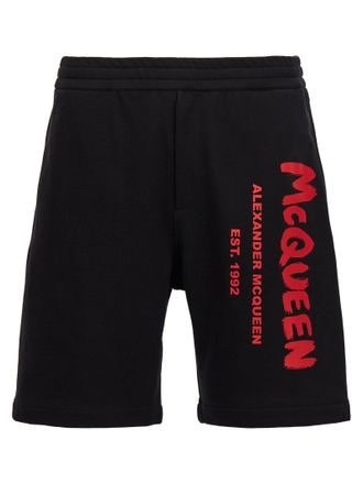 Alexander McQueen Alexander Mcqueen Mens Graffiti Bermuda Shorts