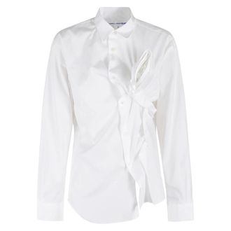 Comme Des Gar&ccedil;ons White Classic Shirt with Ruffle Detail - female - Comme des Gar&ccedil;ons - Shirts - White - L - Blouses & Shirts
