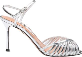 Aquazzura Hold Me 85 Sandal - Dames - Sandalen met hakken - Grijs - 37 1/2 EU - Leer - Schoenen