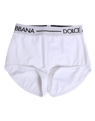 Dolce & Gabbana White Nylon Logo Waistband Shorts Underwear Elastane