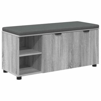 vidaXL Banco De Entrada Con Coj&iacute;n Gris Sonoma 100 X 38 X 46 Cm Vidaxl