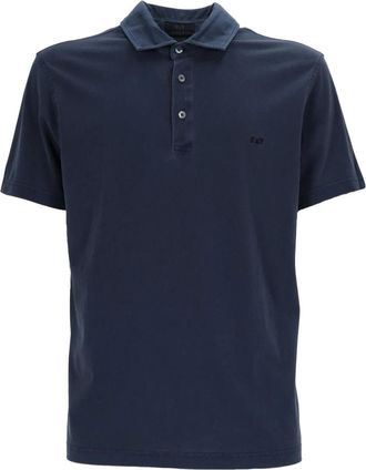 Fay Tops, Heren, Blauw, S, Katoen, Polo Jersey Frosted Embroidery