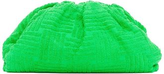 Bottega Veneta Green Terry Cloth The Pouch Frame Clutch Bag (Authentic Pre- Loved)