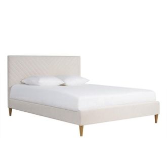 Miliboo Letto matrimoniale 160x200 in tessuto beige SIDONIE