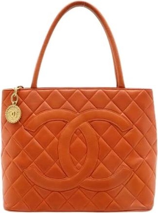 Chanel Pre-owned Tote Bags, female, Orange, Size: ONE SIZE Pre-owned Vintage Tote Bag