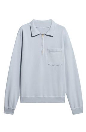 Fortela Yalep Brushed Jersey Quarter Zip Collared Sweatshirt in Indaco at Nordstrom, Size Xx-Large