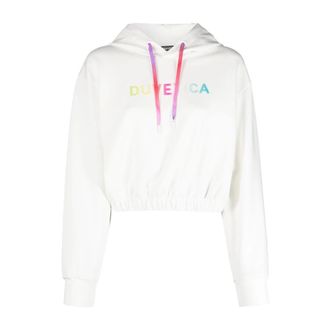 Duvetica Cropped Logo Hoodie - Dames - Hoodies - Wit - L - Hoodies & sweatvesten