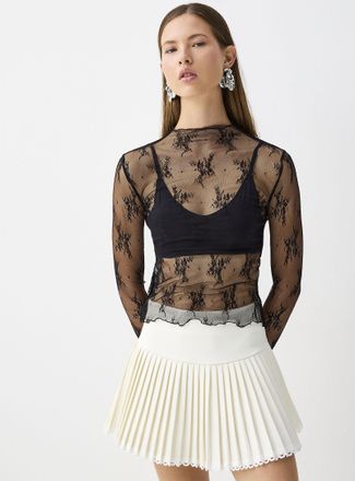 Twik Womens Lace mock neck t-shirt
