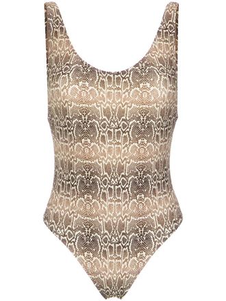 Amir Slama snake print swimsuit - Marrone