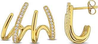 Mimi & Max 1/4ct TW Diamond Claw Cuff Stud Earrings in 14k Yellow Gold