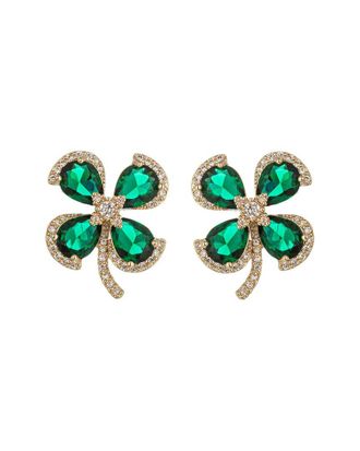 Eyecandy LA Eye Candy La Cz Melody 4 Leaf Clover Stud Earrings