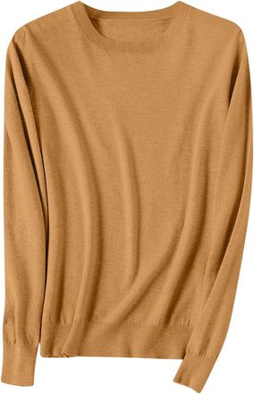 Generic Cashmere Sweaters for Women Plus Size Ladies Crew Neck Wool Blend Jumpers Casual Basic Long Sleeve Pullover Sweater Tops Classic-Fit Blouse Knitwear T