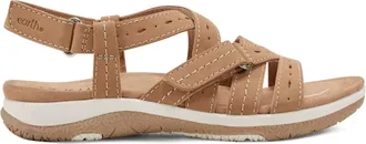 Earth Womens Samsin Round Toe Flat Sandals In Medium Natural