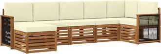 vidaXL Conjunto De Sof&aacute;s De Exterior 6 Uds. Natural Y Crema Vidaxl