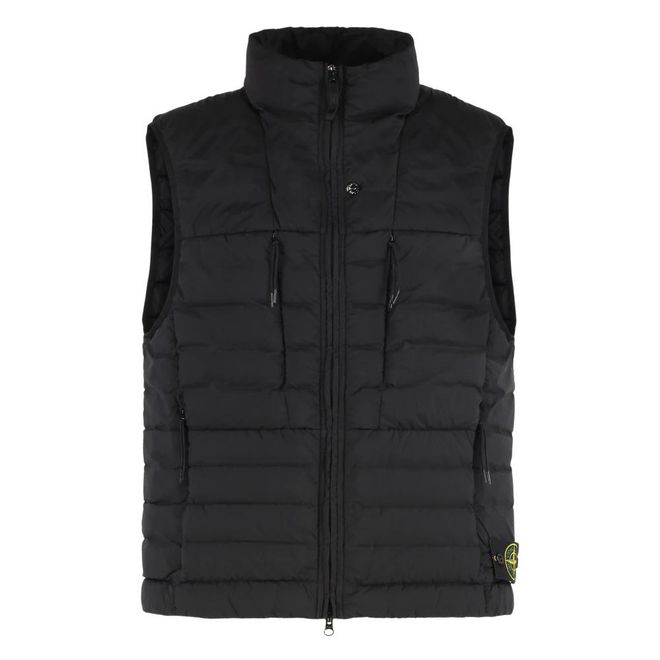 Stone Island Vests, male, Black, Size: M Down-filled