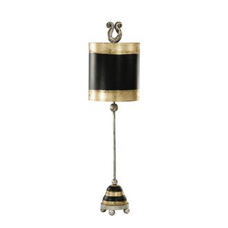 Loops Table Lamp Silver Leaf Ball Feet Gold & Black Striped Base & Shade LED E27 60W