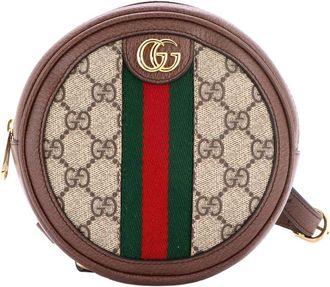 Gucci Brown Gg Coated Canvas Ophidia Round Backpack Mini (Authentic Pre-Loved)