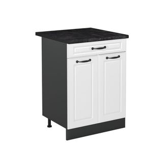 Vicco Mueble Bajo De Cocina R-line, Blanco Casa De Campo/antracita, 60 Cm Con Caj&oacute;n Encimera Antracita, Vicco