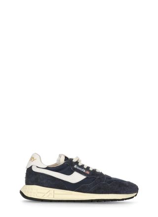 Autry Blue Reelwind Low Pebbled Leather Sneakers